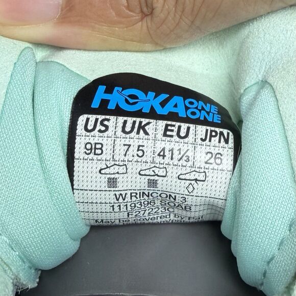 Hoka One One Rincon 3 Size 9B Womens Blue Running Sneakers (1119396 SOAB) - Picture 6 of 6